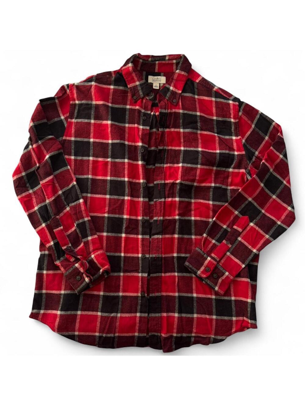Traditional Lumberjack Red & Black Plaid Soft Cotton Fall Flannel Size L